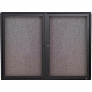 Quartet Enclosed Bulletin Board - 36" Board Height x 48" Board Width - Gray Fabric Surface - Hinged, Durable, Shatter Proof, Self-healing - Graphite Frame