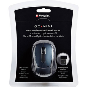 Verbatim Mini Travel Mouse, Wireless, 2.0 USB, 2"x3"x1-1/4", Graphite (VER97470) View Product Image