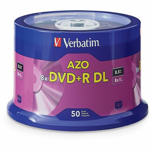 Verbatim DVD Recordable Media - DVD+R DL - 8x - 8.50 GB - 50 / Pack - 120mm