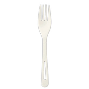 World Centric TPLA Compostable Cutlery, Fork, Plastic, White, 1,000/Carton