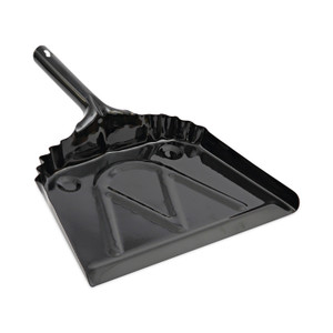 Boardwalk Metal Dust Pan, 12 x 14, 2 " Handle, 20-Gauge Steel, Black (BWK04212EA) View Product Image