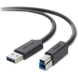 Belkin SuperSpeed USB 3.0 Cable - 10 ft USB Data Transfer Cable for Printer, Scanner, Portable Hard Drive, Keyboard - First End: 1 x 9-pin USB 3.0 Type A - Male - Second End: 1 x 9-pin USB 3.0 Type B - Male