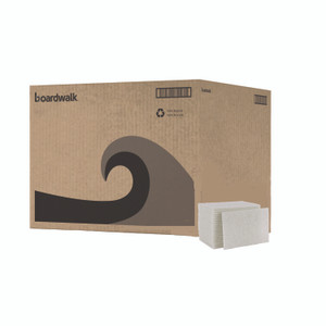Boardwalk Light-Duty Scouring Pad, 6 x 9, White, 20/Carton