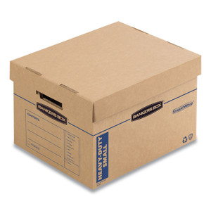 Bankers Box SmoothMove Maximum Strength Moving Boxes, Half Slotted Container (HSC), Small, 15" x 15" x 12", Brown/Blue, 8/Pack View Product Image