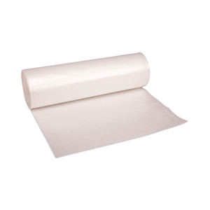 Boardwalk High-Density Can Liners, 60 gal, 19 mic, 38" x 58", Natural, Perforated Roll, 25 Bags/Roll, 6 Rolls/Carton