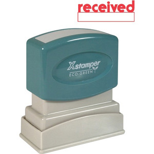 Xstamper RECEIVED Window Title Stamp - Message Stamp - RECEIVED - 0.50" Impression Width x 1.63" Impression Length - 100000 Impression(s) - Red