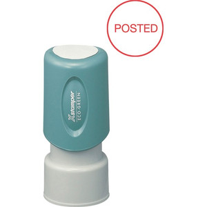 Xstamper Pre-Inked POSTED Stamp - Message Stamp - POSTED - 0.63" Impression Diameter - Red - Recycled