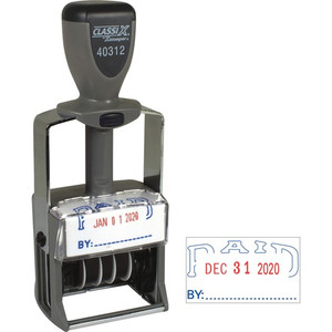 Xstamper Heavy-duty PAID Self-Inking Dater - Message/Date Stamp - PAID - Blue, Red - Metal, Plastic Metal