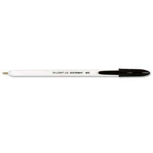 AbilityOne 7520010589978 SKILCRAFT Ballpoint Pen, Stick, Medium 1 mm, Black Ink, White Barrel, Dozen (NSN0589978) View Product Image