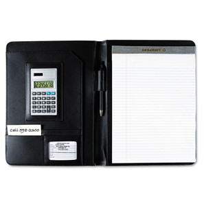 AbilityOne 7510014844563, SKILCRAFT Black Leather Look Portfolio, Solar Calculator/Writing Pad/Pen