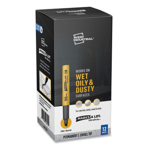 Avery MARKS A LOT UltraDuty Permanent Markers, Medium Chisel Tip, Black, 12/Box