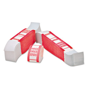 Iconex Color-Coded Kraft Currency Straps, $5 Bill, $500, Self-Adhesive, 1000/Pack