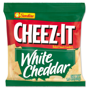 Sunshine Cheez-It Crackers, 1.5 oz Single-Serving Snack Bags, White Cheddar, 8/Box (KEB12653) View Product Image