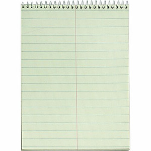 TOPS Green Tint Steno Books - 60 Sheets - Wire Bound - Ruled Margin - 6" x 9" Sheet Size - Green Paper