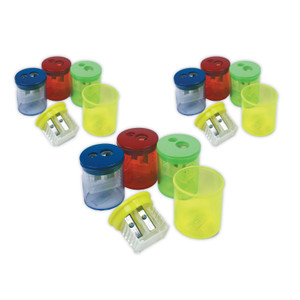 The Pencil Grip Eisen Sharpeners. Two-Hole, 1.5 x 1.75, Assorted Colors, 12/Pack (TPGESN51312) Product Image