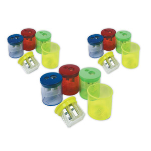 The Pencil Grip Eisen Sharpeners. Two-Hole, 1.5 x 1.75, Assorted Colors, 12/Pack (TPGESN51312) View Product Image