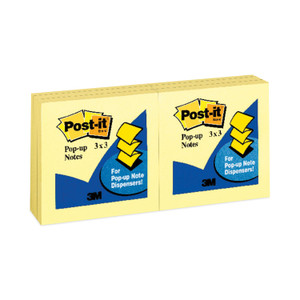 Post-it Pop-up Notes Original Canary Yellow Pop-up Refill, 3" x 3", Canary Yellow, 100 Sheets/Pad, 12 Pads/Pack (MMMR330YW) View Product Image