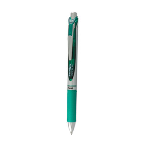 Pentel EnerGel RTX Gel Pen, Retractable, Medium 0.7 mm, Green Ink, Green/Gray Barrel (PENBL77D) View Product Image