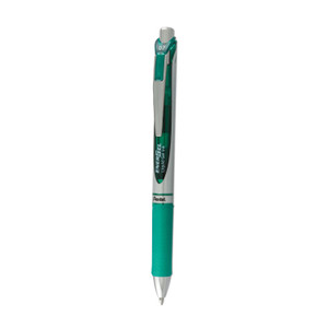 Pentel EnerGel RTX Gel Pen, Retractable, Medium 0.7 mm, Green Ink, Green/Gray Barrel
