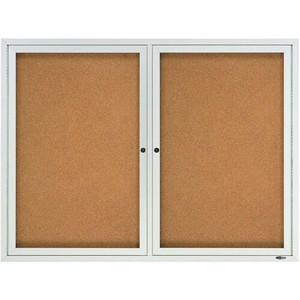 Quartet Enclosed Bulletin Board for Indoor Use - 36" Board Height x 48" Board Width - Brown Natural Cork Surface - Hinged, Self-healing, Shatter Proof, Rounded Corner, Durable - Silver Aluminum Frame