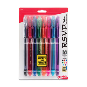 Pentel R.S.V.P. Ballpoint Pen, Stick, Medium 1 mm, Assorted Ink and Barrel Colors, 8/Pack (PENBK91CRBP8M) View Product Image