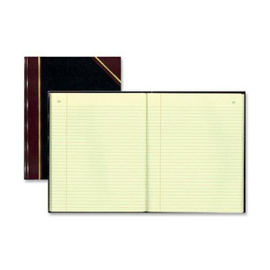 Rediform Black Texhide Cover Record Books - 300 Sheet(s) - Thread Sewn - 8.37" x 10.37" Sheet Size - Black - Green Sheet(s)