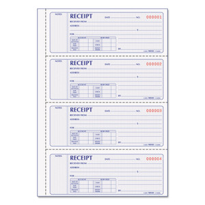 Rediform Money Receipt Book, Softcover, Two-Part Carbonless, 7 x 2.75, 4 Forms/Sheet, 200 Forms Total (RED8L806) View Product Image