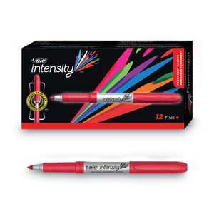 BIC Intensity Fine Tip Permanent Marker, Fine Bullet Tip, Rambunctious Red, Dozen (BICGPM11RD) View Product Image