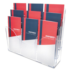 deflecto 3-Tier Document Organizer w/6 Removable Dividers, 14w x 3.5d x 11.5h, Clear (DEF47631) View Product Image