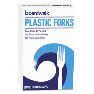 Boardwalk Mediumweight Polystyrene, Fork, White, 10 Boxes of 100/Carton (BWKFORKMWPSCT) View Product Image