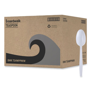 Boardwalk Heavyweight Wrapped Polypropylene Cutlery, Spoon, Plastic, White, 1,000/Carton