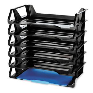 Officemate Recycled Side Load Desk Tray, 6 Sections, Letter Size Files, 15.13" x 8.88" x 15", Black, 6/Pack