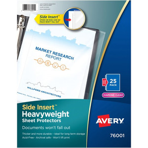 Avery Sheet Protectors,Side Load,Hvywt, 25/PK,8-1/2"x11", Diam CL (AVE76001) View Product Image