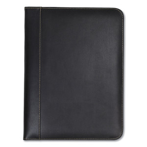 Samsill Contrast Stitch Leather Padfolio, 8 1/2 x 11, Leather, Black (SAM71710) View Product Image