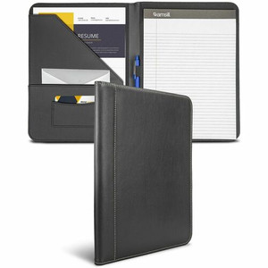 Samsill Letter Pad Folio - 8 1/2" x 11" - Leather - Black