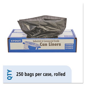 Stout by Envision Total Recycled Content Plastic Trash Bags, 10 gal, 1 mil, 24" x 24", Brown/Black, 250/Carton (STOT2424B10) View Product Image