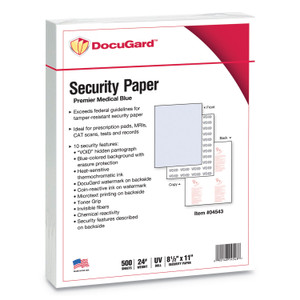 DocuGard Medical Security Papers, 24 lb Bond Weight, 8.5 x 11, Blue, 500/Ream PRB04543 (PRB04543) View Product Image