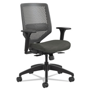HON Solve Series ReActiv Back Task Chair, Supports Up to 300 lb, 18" to 23" Seat Height, Ink Seat, Charcoal Back, Black Base