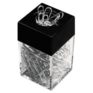 Universal Paper Clips with (1) Magnetic-Top Desktop Dispenser, #1, Smooth, Silver, 100 Clips/Pack, 12 Packs/Box