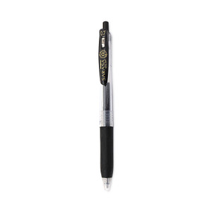 Zebra Sarasa Clip Gel Pen, Retractable, Medium 0.7 mm, Black Ink, Clear/Black Barrel, 12/Pack