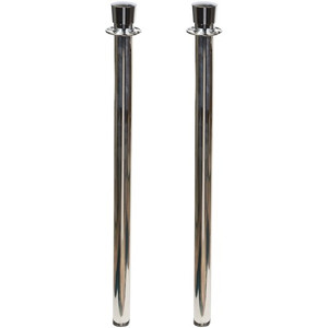 Tatco Heavy-duty Posts for Stanchion - Stainless Steel 41" Post - Black Rope Attachment - Chrome