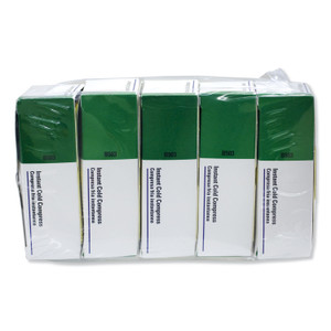 First Aid Only Instant Cold Compress, 4 x 5, 1/Box, 5 Boxes/Pack