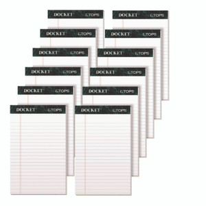 TOPS Docket Ruled Perforated Pads, Narrow Rule, 50 White 5 x 8 Sheets, 12/Pack