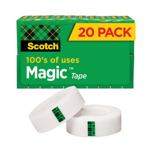 Scotch Magic Tape Value Pack, 1" Core, 0.75" x 83.33 ft, Clear, 20/Pack (MMM810K20) View Product Image