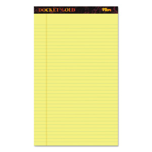 TOPS Docket Gold Ruled Perforated Pads, Wide/Legal Rule, 50 Canary-Yellow 8.5 x 14 Sheets, 12/Pack