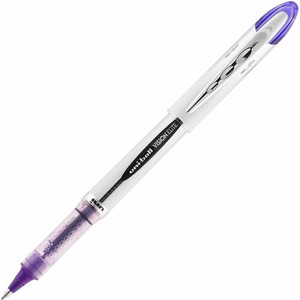 uniball™ Vision Elite Rollerball Pen - 0.8 mm Bold Pen Point - Refillable - Violet Ink - Gel-based - Light Gray Barrel