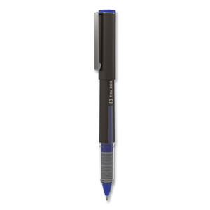 TRU RED Rollerball Pen, Stick, Fine 0.5 mm, Blue Ink, Black/Blue/Clear Barrel, 3/Pack
