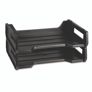 AbilityOne 7520010944307, SKILCRAFT Plastic Desk Tray, 1 Section, Letter Size Files, 12" x 8.5" x 5", Black, 2/Pack