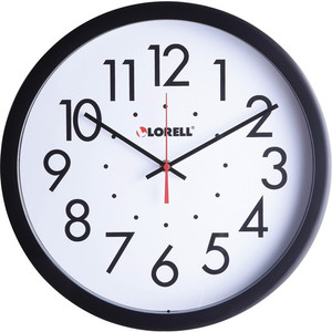 Lorell Clock, Wall, Self-Set, Round, 14-1/2", Black (LLR61009) View Product Image