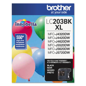 Brother LC203BK Innobella High-Yield Ink, 550 Page-Yield, Black (BRTLC203BK) View Product Image